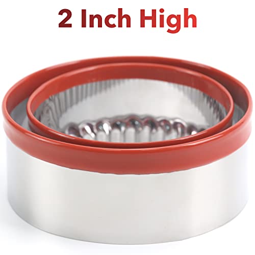 2 Pcs Large Round And Fluted Round Cookie Cutter Set 4" 5", Biscuit Cutters, Circle Cookie Cutter For Baking, Small Cake Cutter, Metal Cookie Cutter, Coated With Soft Pvc For Protection #TOP4
