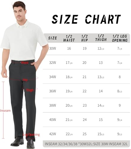 Image of Men's Tall Classic Fit Flex Flat Front Dress Pants Formal Pants for Business & Office