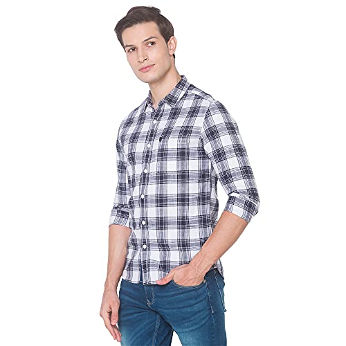 Image of Spykar Men's Solid Slim Shirt (MSH-02BA-217 White 2XL)