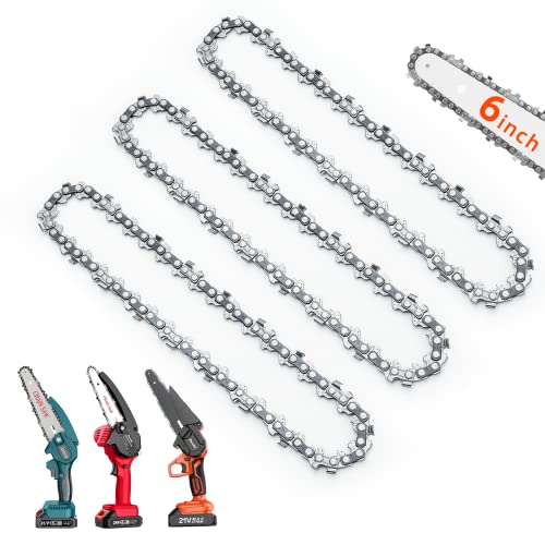Mini Chiansaw 6 Inch Replacement Chain -Seesii 3 Pack 6 Inch Saw Chains For Cordless Electric Mini Chainsaw,Chian Saw Chains For Portable Battery Powered Handheld Small Chainsaw,37 Drive Links #TOP4