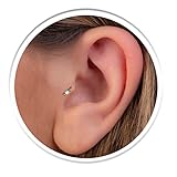 Tragus Stud With White Opal & Silicone Stopper - Tiny Tragus Piercing Stud 14k Gold Filled - 22 Gauge Dainty Gold Tragus Stud Piercing – Handmade Hypoallergenic Ear Jewelry Women