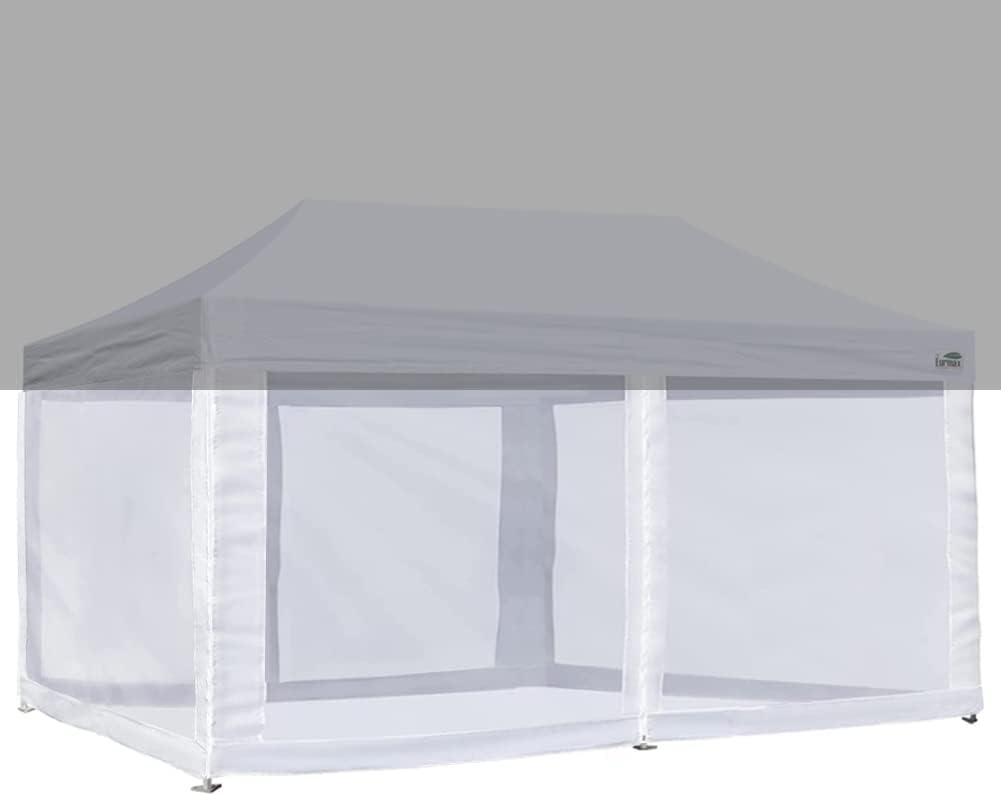 Eurmax USA Screen Wall kit Full Zippered Walls for 10 x 20 Easy Pop Up Canopy Tent,Enclosure Mesh Wall Kit 4 Walls ONLY,NOT Including Frame and Top (White)