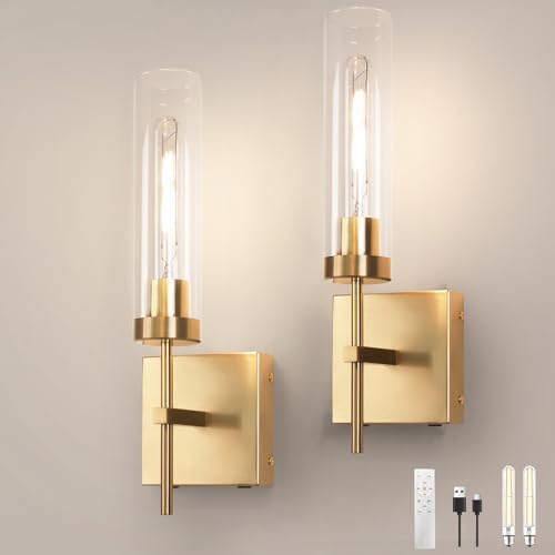 Image of Wireless Sconces,Battery Operated Wall Sconce 15000mAh 3000K Infinitely Dimmable with Remote Control Endurance 200 Hours Fast Charging,Wall Sconce for Bedroom Living Room Hallway