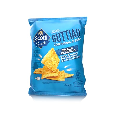 Riso Scotti Guttiau Snack Classico Super Croccante con Sale Marino, Snack con Farina di Riso, Prodotto Artigianale,1 pezzo