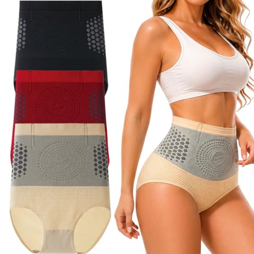 Pauraju Moringa & Berberine 4-en-1 Micro-partikel Sculpting & Fat-Burn Shorts - Culotte Gainante Taille Haute Ventre Plat Maintien Ferme pour Course et Activités Quotidiennes, Lot de 3 (XXL(75-85KG))