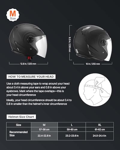 image for VEVOR Motorcycle Helmet, 3/4 Open Face, Adult Motocross Dirt Bike Helm