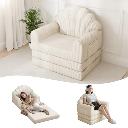 DSNAPE 2-in-1 Folding Sofa Bed with Back Support, 75" D