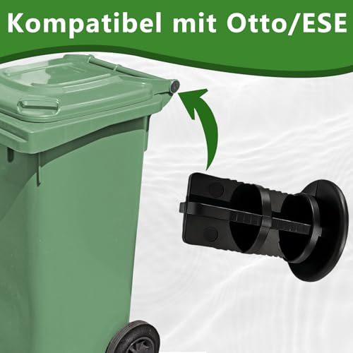 6 Stück Mülltonnenschloss ohne Bohren Mülltonnenverschluss Scharnierstifte für Mülltonnendeckel, 43 mm x 18 mm, kompatibel mit Otto/ESE Haushalts- oder gewerblichen 240-Liter, Kunststoff, schwarz