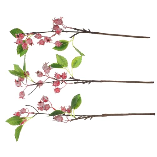 Hemobllo 3 Piezas Bayas Artificiales Decorativas para Hogar Chic DIY Planta Falsa para Adornos Interiores y Exteriores Resistente para Fiestas y Eventos
