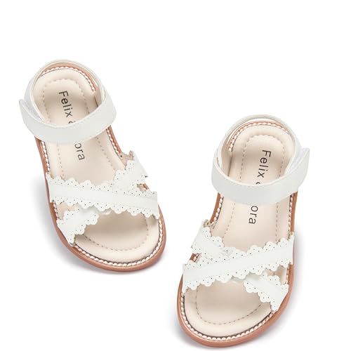 Image of Felix & Flora Toddler Girl Sandals - Little Girl Easter Dress Shoes Lightweight Open Toe Beach Holiday Flats