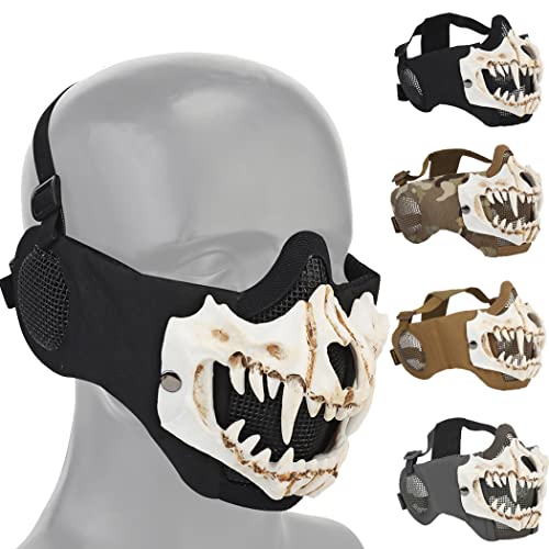 Masque airsoft et paintball en acier pliable avec protection des oreilles pour extérieur