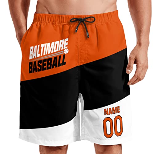 ANTKING Baltimore Mens Beach Shorts - Quick Dry Customized Any Name and Number Gifts for Youths
