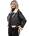 LY VAREY LIN Winter Women Faux Lamb Fur Leather Short Jacket Lapel Zipper Bomber Aviator Coat