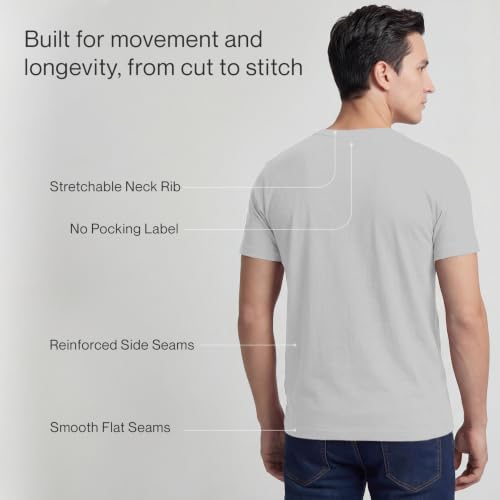 Image of 100% Cotton Premium Crew Neck T-Shirt, Classic Tee for Men Short Sleeve | No Poking Labels, Ultra-Soft, Breathable, Everyday Essential, All Day Active Wear