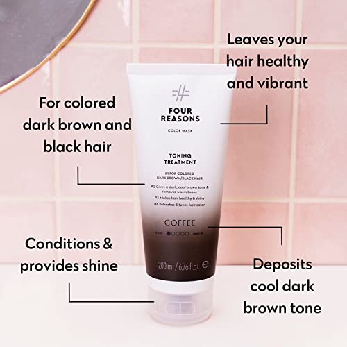 Image of FOUR REASONS Color Mask, Coffee (27 Colors) - Hair Gloss & Color Depositing Conditioner - Semi Permanent Hair Toner for Color-Treated Hair Color For Women - Vegan & Cruelty-Free - 6.76 fl oz