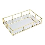 JollyCaper Tray Mirror Vanity Tray Decorative Tray Gold Mirror Tray Perfume Tray Dresser Tray Ornate...