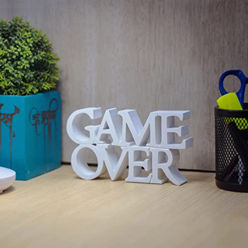 Image of NUKKAD TALES Game Over White Showpiece Home Decor Items for Study Table for Kids Birthday Gift Items Gift for Video Game Lovers (7 x 3.80 inch)
