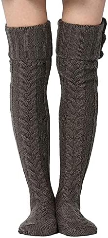 BestTas Womens Thigh High Socks, Cable Knit Over Knee Socks Long Boot Socks Stocking Leg Warmers, Long Knee High Socks for Women