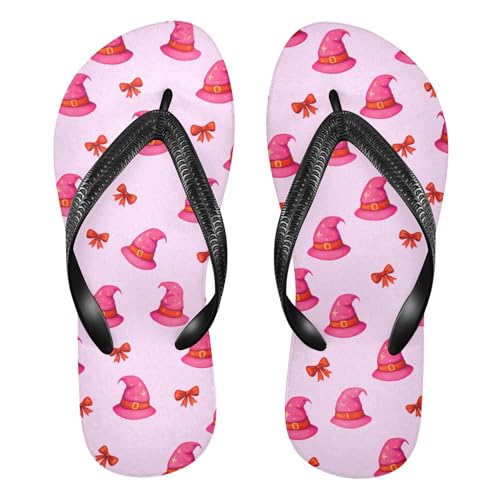 Burbuja Pink Witch Hats Flip Flops for Women Men, Soft Thong Sandals Rubber Slippers for Pool Beach Essentials