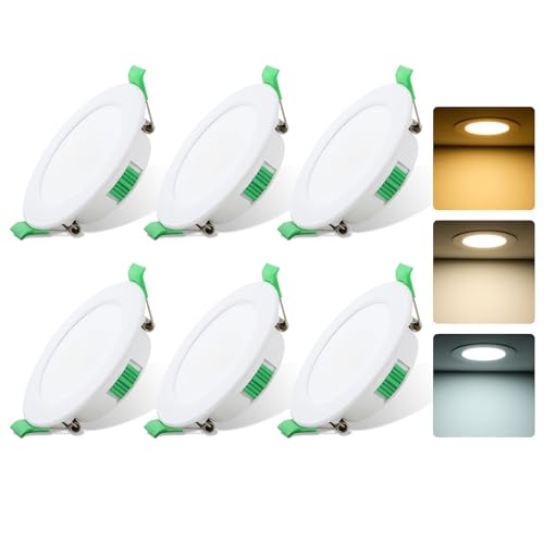 Fynokst Spot LED Encastrable 230V, 7W Spot Salle de Bain pour 68mm - 78mm Taille de Découpe, 3000K/4000K/6500K Réglable LED Plafond, IP44 Étanche pour Cuisine, Salle...