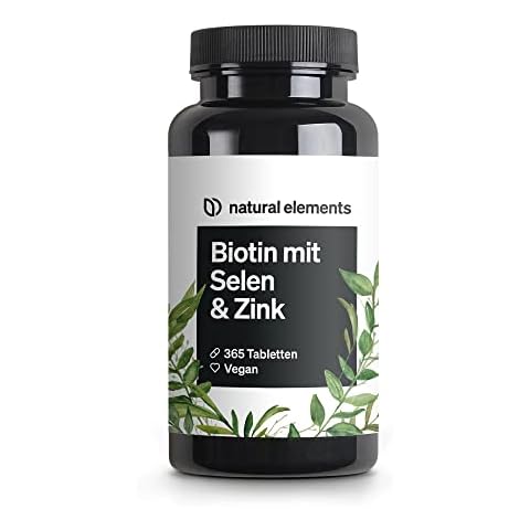 Biotin + Selen + Zink für Haut, Haare & Nägel - 365 vegane Tabletten - Premium Verbindungen z.B. von Albion® - Ohne Magnesiumstearat, laborgeprüft & in Deutschland produziert Cover
