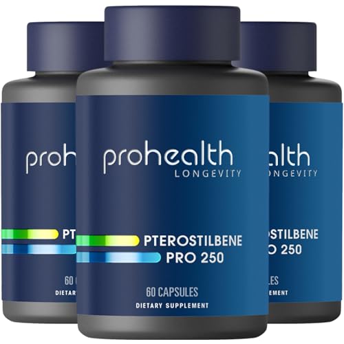 Pterostilbene Supplement (250mg 60 Capsules) | Clinically Proven Third-Party Tested Antioxidant for Heart & Brain Health | Activates Longevity Genes (3 Pack)