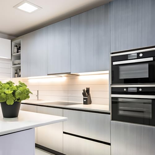 Image of Self Adhesive Silver Brushed Contact Wallpaper - Vinyl Removable Waterproof for Kitchen Cabinet Self Adhesive for Dishwasher Countertop Cabinet Drawer Shelf Liner (24x96Inch)