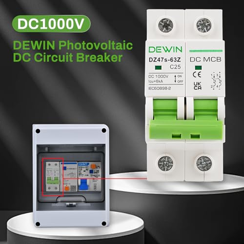 Miniatura 3 de Dewin Disyuntor Dc,1000v 25a Interruptores Automáticos Miniatura Interruptor De Circuito Fotovoltaico Con Protección Contra Sobrecarga Y Cortocircuito Para Sistema Solar Pv