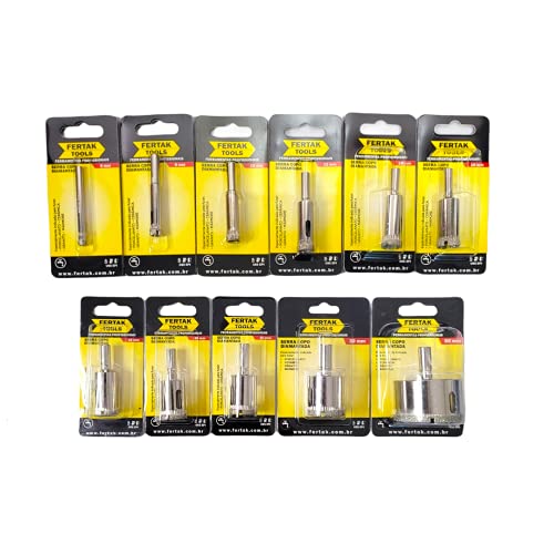 Kit Jogo Serra Copo Diamantada Vidro Porcelanato com 11 Peças - 6 a 50 (Ver descrição)