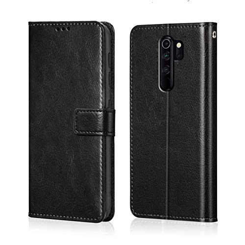 Image of WOW IMAGINE Shock Proof Flip Cover Back Case Cover for Xiaomi Mi Redmi Note 8 Pro (Flexible | Leather Finish | Card Pockets Wallet & Stand | Black)