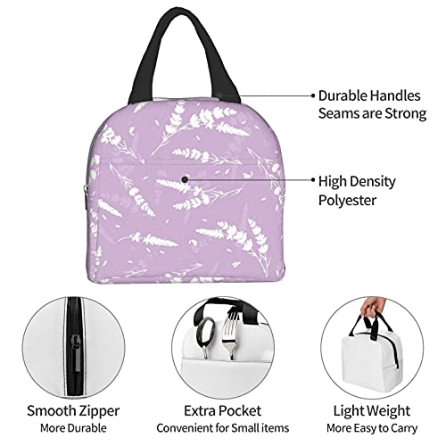 Carati Cute Lavender Flowers Light Purple Lunch Box Reusable Lunch Bag Cooler Tote Travel Picnic Insulated Durable Shopping #TOP6
