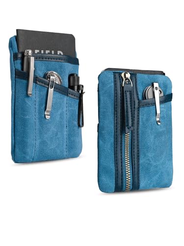 Sayram SP6 EDC Pouch Tasche, kompakter EDC Taschen Organizer aus gewachstem Canvas, Reißverschlusstasche für Herren, EDC Pocket Organizer für Kleingeld, Notizbuch, Taschenlampe