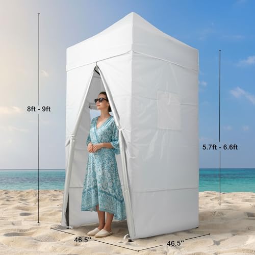 Pop Up Changing Tent - Adjustable 8ft-9ft Height Steel Frame Privacy Tent, Pool Cabana or Portable Changing Room for Camping Toilet or Portable Shower - Camping Essentials by Wakeman Outdoors (White) by Wakeman - Image 6