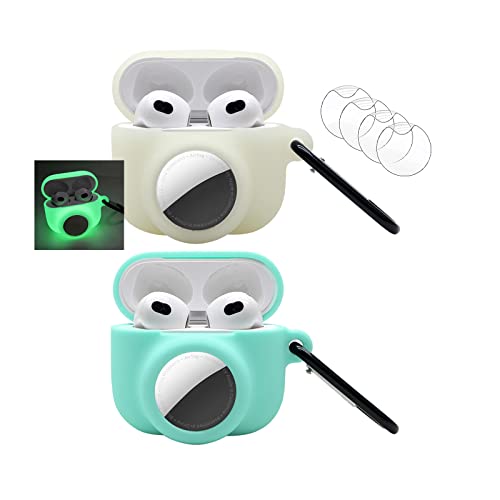 Airpod 3rd�p�P�[�X Airtags�z���_�[�t�� Airtags�p�t�����g�X�N���[���v���e�N�^�[4�� 2�C��1�V���R���J�o�[ ���h�~ �����h�~ (�O���[�O���[��+�~���g�O���[��)