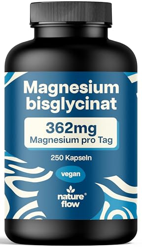 Magnesium Bisglycinat Hochdosiert - 250 Kapseln - 362 mg Magnesium Glycinat pro Tag - Vegan & Produziert in Deutschland - Laborgeprüft - Verpackung kann variieren