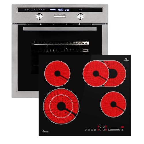 Conjunto: 60cm Horno electrico empotrable EB8013ED + 59cm Placa vitrocermica CH5901RL | Rotisserie | Sensor de temperatura del núcleo | Parrilla | Aire caliente | SET8013CH59RL