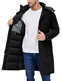TOMEEK Giacca Invernale Uomo Cappotto Termici Giubbino Lungo Inverno Spesso Parka Cappotti Antivento Giubbotto con Cappuccio Casual con Cerniera e Tasche Trapuntata(Nero,L)