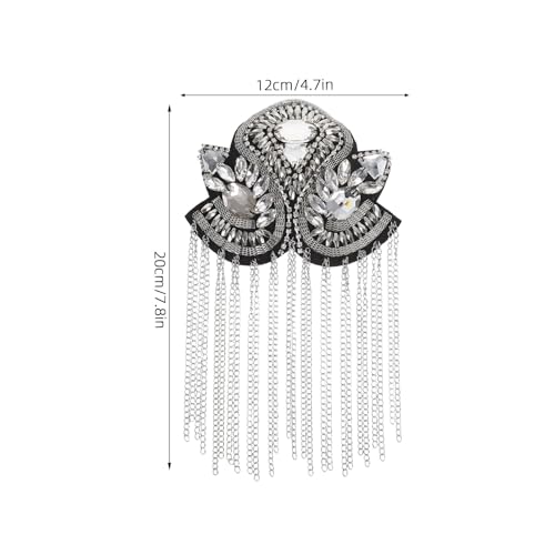 Charreteras plateadas de aleación de zinc con borlas y flecos Amosfun 3