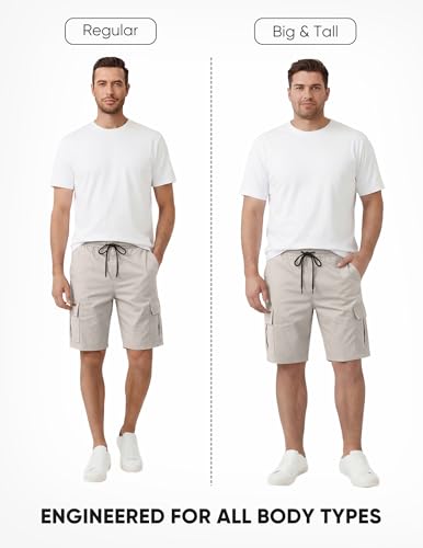 Image of JMIERR Mens Casual Cotton Twill Cargo Shorts Drawstring Classic Chino Stretch Short with 6 Pockets