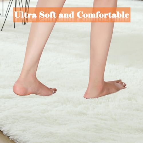 Gsogcax Rugs Living Room 4'×5.3' Super Soft Fluffy Area Rugs for Bedroom Shaggy Anti-Skid Comfortable Large Rugs Indoor Modern Home Decor Floor Carpet - Image 4