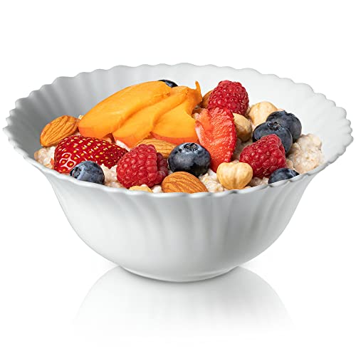 KADAX Bol en verre trempé, bol, coupe à fruits, saladier, bol à dessert, bol à céréales, bol à soupe, bol à goûter, va au lave-vaisselle (∅ 16 cm, blanc)
