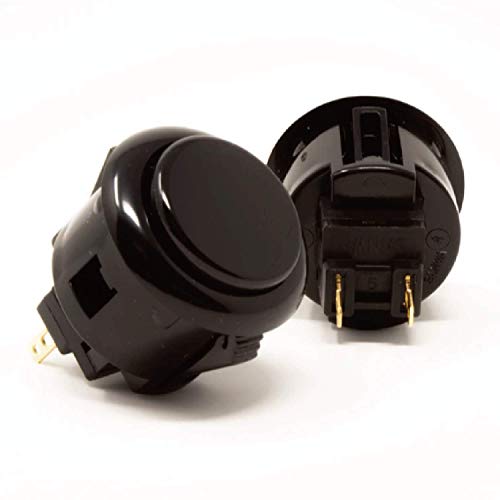 Sanwa 2 piezas OBSF-24 original botón 24mm - para Arcade Jamma Videojuegos y Arcade Joystick Juegos Consola (negro) S@NWA