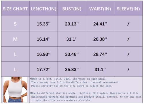 Abardsion Women’s Sexy Sleeveless Racerback Crop Top Classic Basic Double Layer Cute Cropped Tank Tops (White, S) #TOP6