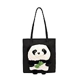 Panda Tote Bag Plush Cute Panda Shoulder Bag Women's Fashion Cartoon Doll Satchel (black) -  NTRUEML