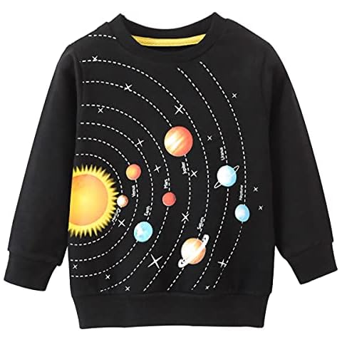 EULLA Children's Boys' Sweatshirt Jumper 1-7 Years 92-122, 6# Black Planet, 7 Years Cover