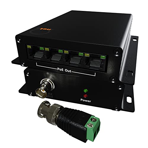 Image of High Distance 4 Port 1000m 3280ft PoE LAN Extender Over Twisted UTP kit BNC or Copper Wire - PoE Camera or Any Remote Ethernet Device Repeater Booster Bridge - Distance 500m - BNC Adapter in Set