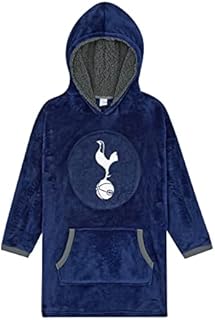 Tottenham Hotspur F.C Boys Hoodie, Oversized Hooded Spurs Lounge Gown Fleece Blanket, One Size Fits All Ages 7 to 14 Years Blue