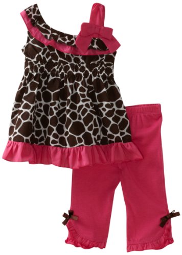 Baby Headquarters Baby Girls' Top with Legging, Brown/Dark Pink, 24 Months