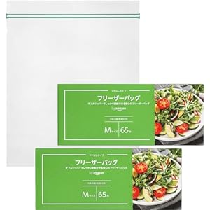 by Amazon フリーザーバッグ マチなしタイプ Mサイズ 130枚（65枚×2箱) 828円（6円/枚）（782円、6.0円/枚）送料無料！
