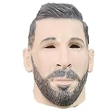 VylantYLium Messi Latex Mask Halloween Mask Latex Full Head Costume Prop for Cosplay, Adult, Men Women, Beige